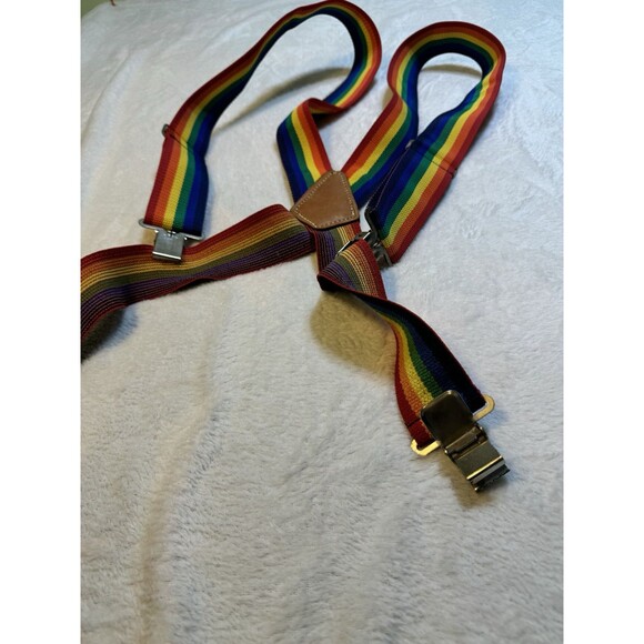 Vintage R & J Rainbow Clip On Suspenders LGBTQI Pride USA - Picture 6 of 6